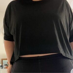 Black Cropped Tee Size Large Oversized